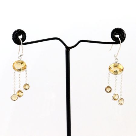 Citrine gemstone chain earring, 925 Sterling silver dangle earring, Gifts for women